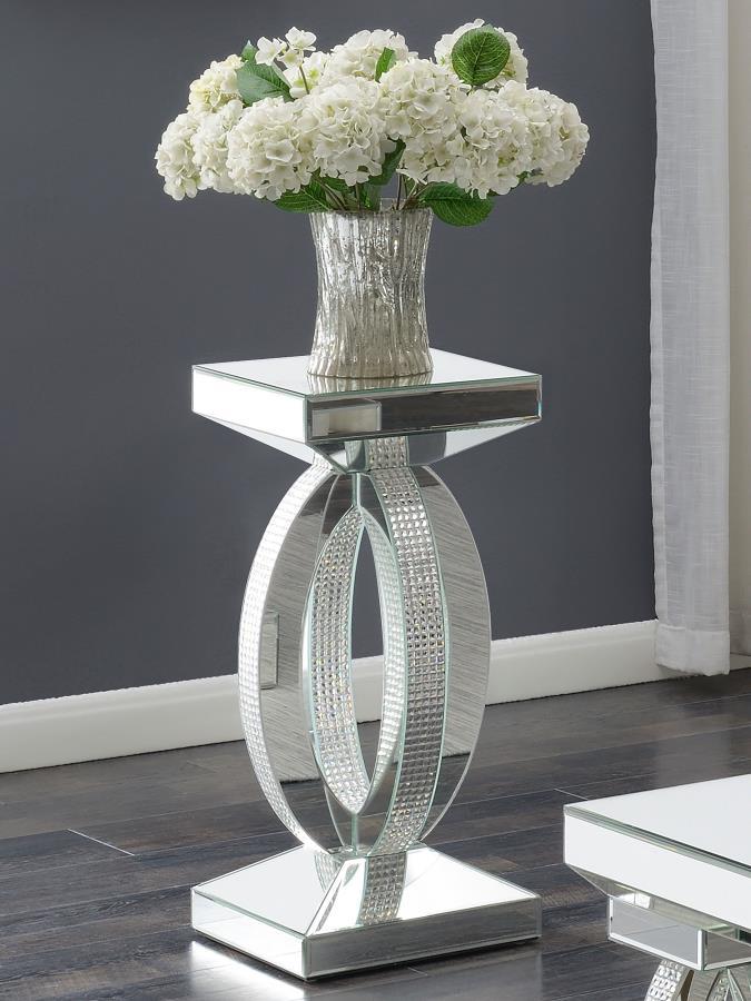 Amalia - Square Mirrored Acrylic Crystal Side End Table - Silver by CoasterElevations | Bel Furniture