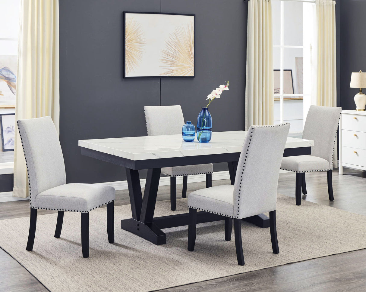 Vance - Dining Room Set - Charcoal / Dove Gray 5 Pc. Table, 4 Chairs by Crown Mark | Bel Furniture