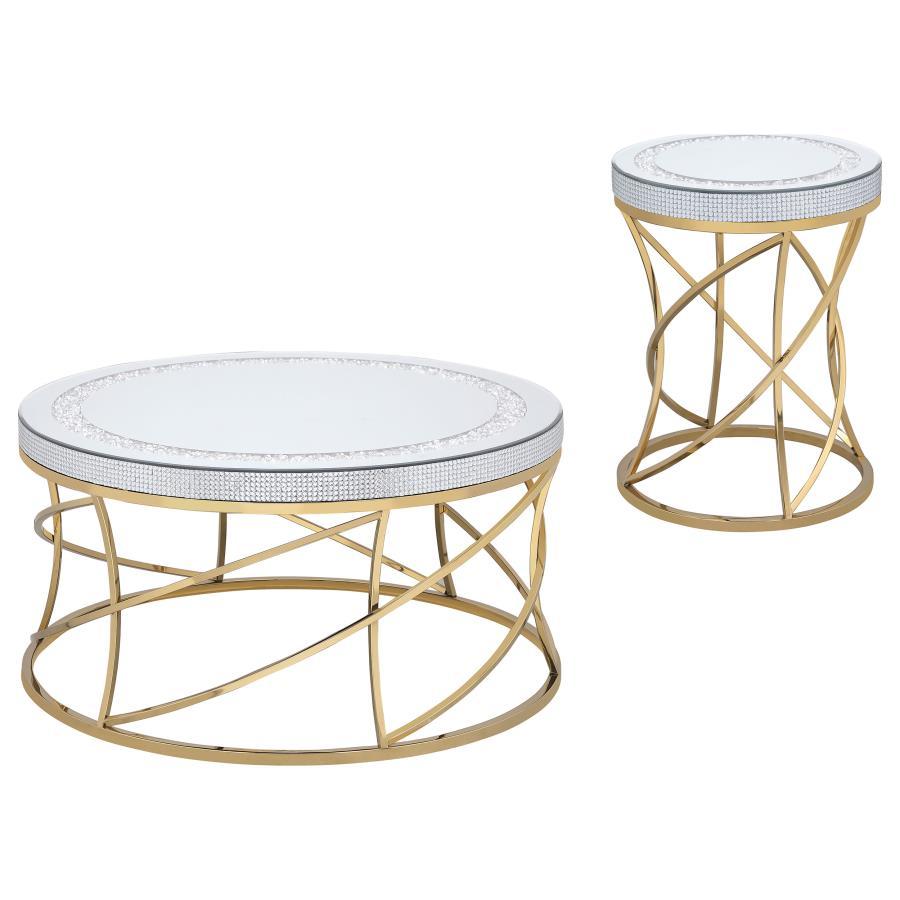 Elise - Round Mirror Top Coffee Table Set by Coaster Fine Furniture | Bel Furniture