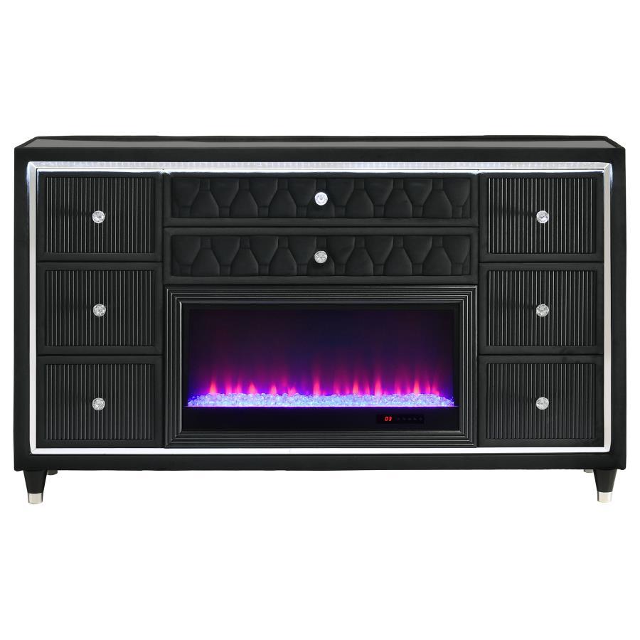Lorient - 8-Drawer LED Bedroom Flame Box Dresser