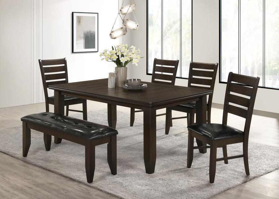 Dalila - Rectangular Dining Table Set Dark Brown 6 Pc. Table, 4 Chairs, Bench by CoasterEveryday | Bel Furniture