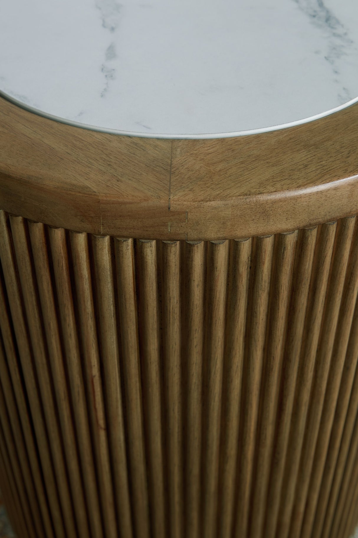 Camdill - Light Brown / White - Round End Table by Signature Design by Ashley® | Bel Furniture