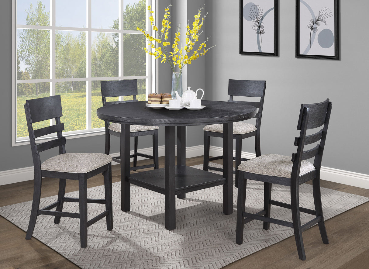Guthrie - Counter Height Round Table With Lazysusan - Charcoal by Crown Mark | Bel Furniture