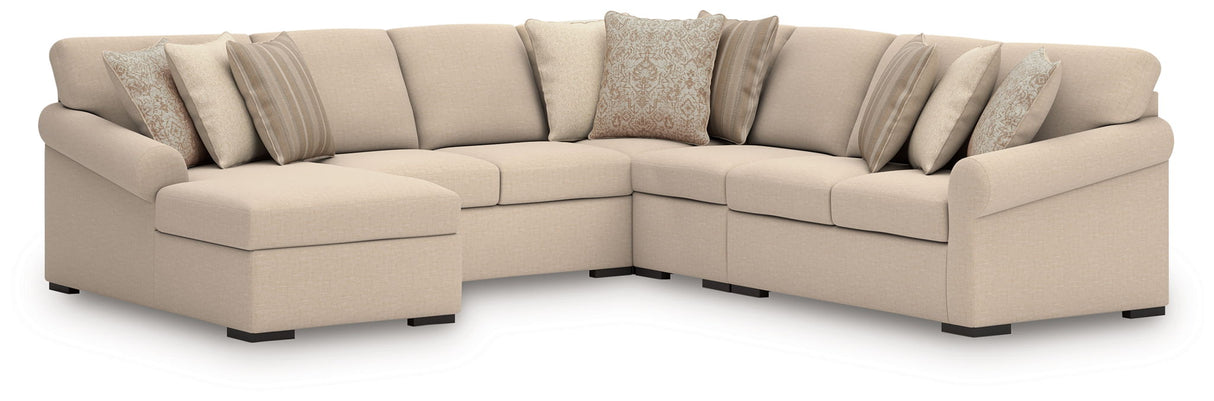 LadyMae - Sectional Beige 5 Pc. Left Arm Facing Corner Chaise Sectional by Benchcraft® | Bel Furniture