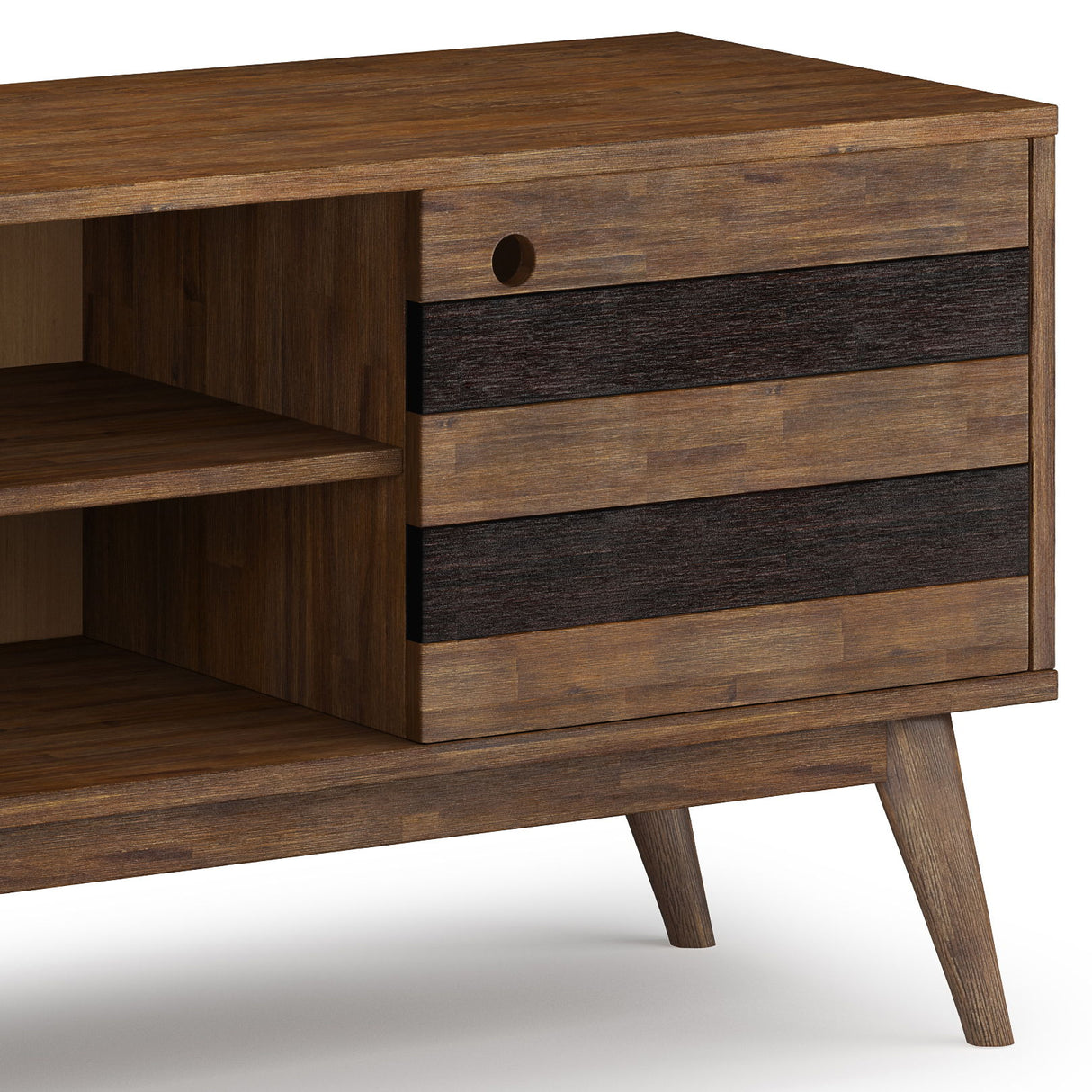 Clarkson - Low TV Stand - Rustic Natural Aged Brown by Simpli-Home | Bel Furniture