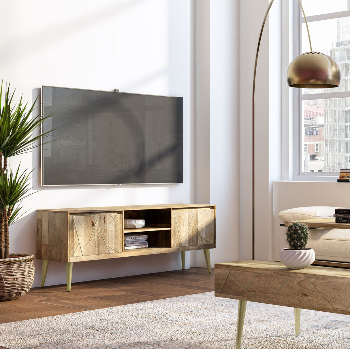 Jager - TV Media Stand - Natural by Simpli-Home | Bel Furniture