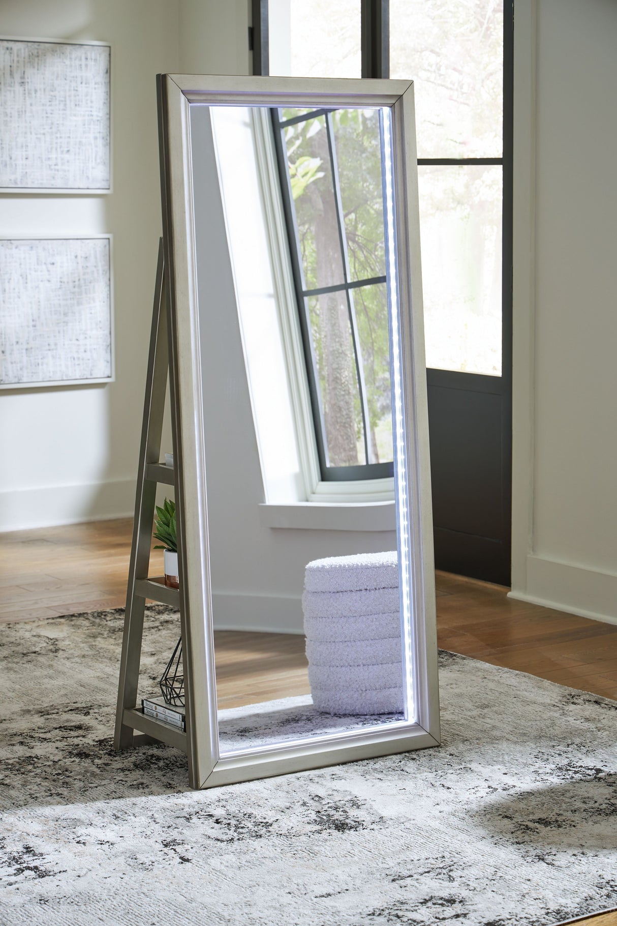 Evesen - Champagne - Floor Standing Mirror With Storage by Signature Design by Ashley® | Bel Furniture