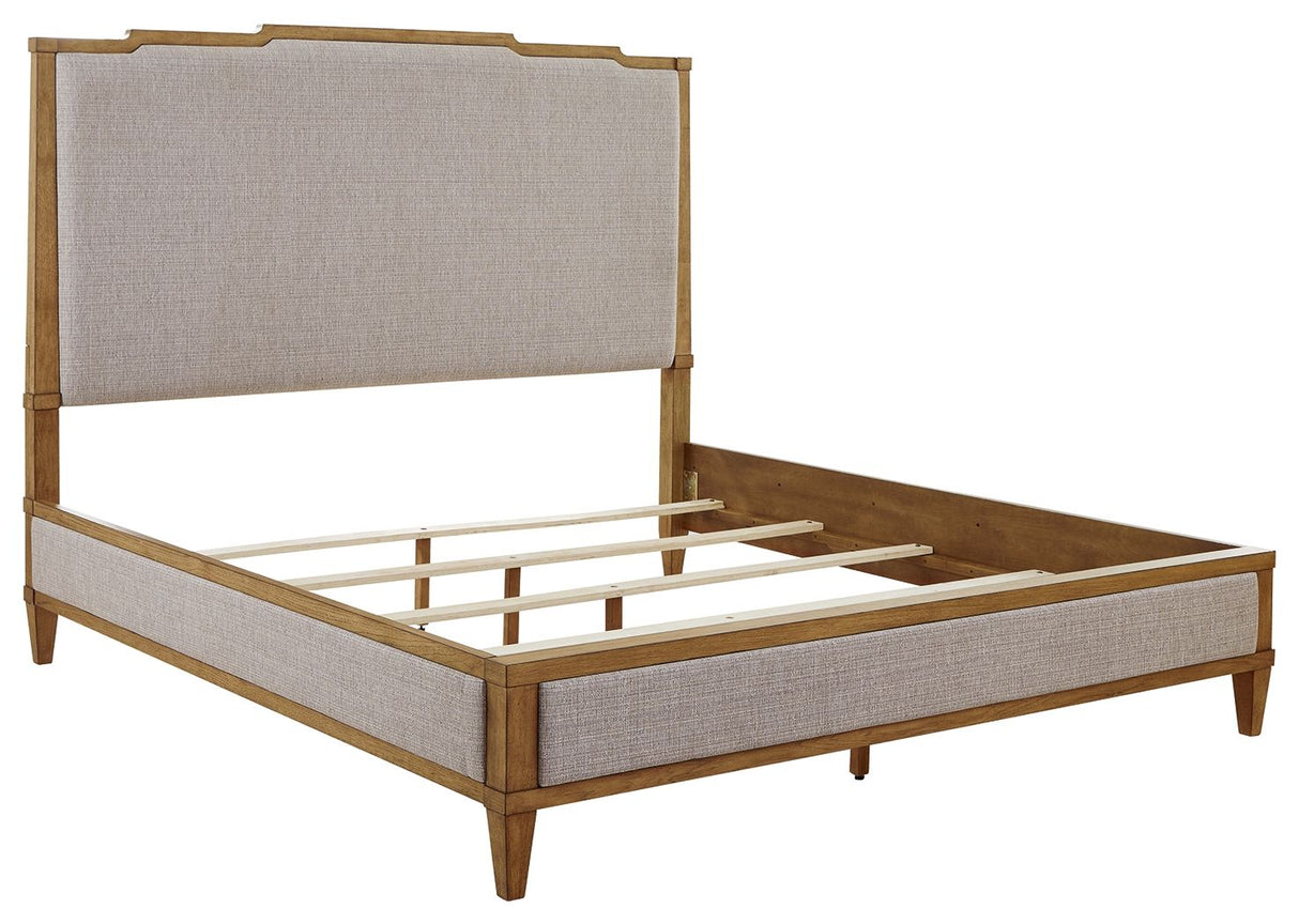 Sharlance - King Upholstered Panel Bed - Light Brown