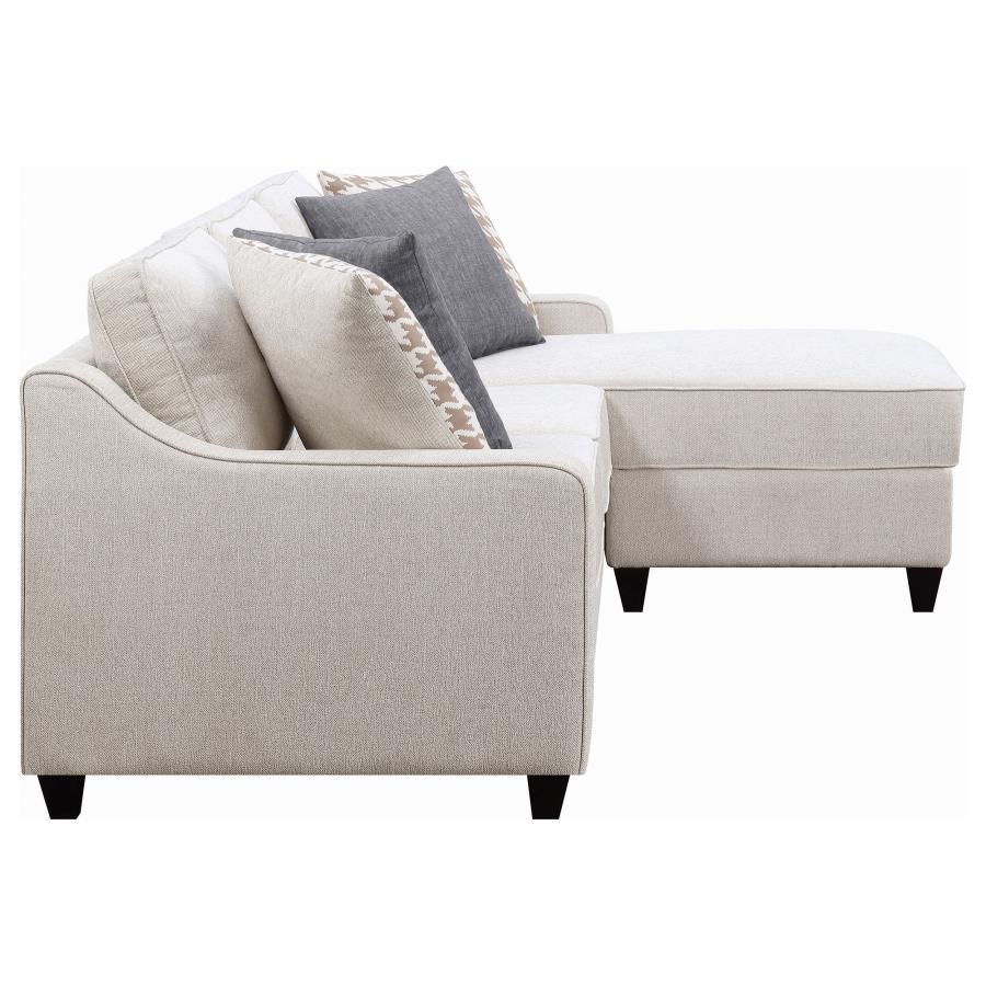 Mcloughlin - Upholstered Sloped Arm Sectional Sofa - Platinum by CoasterEssence | Bel Furniture