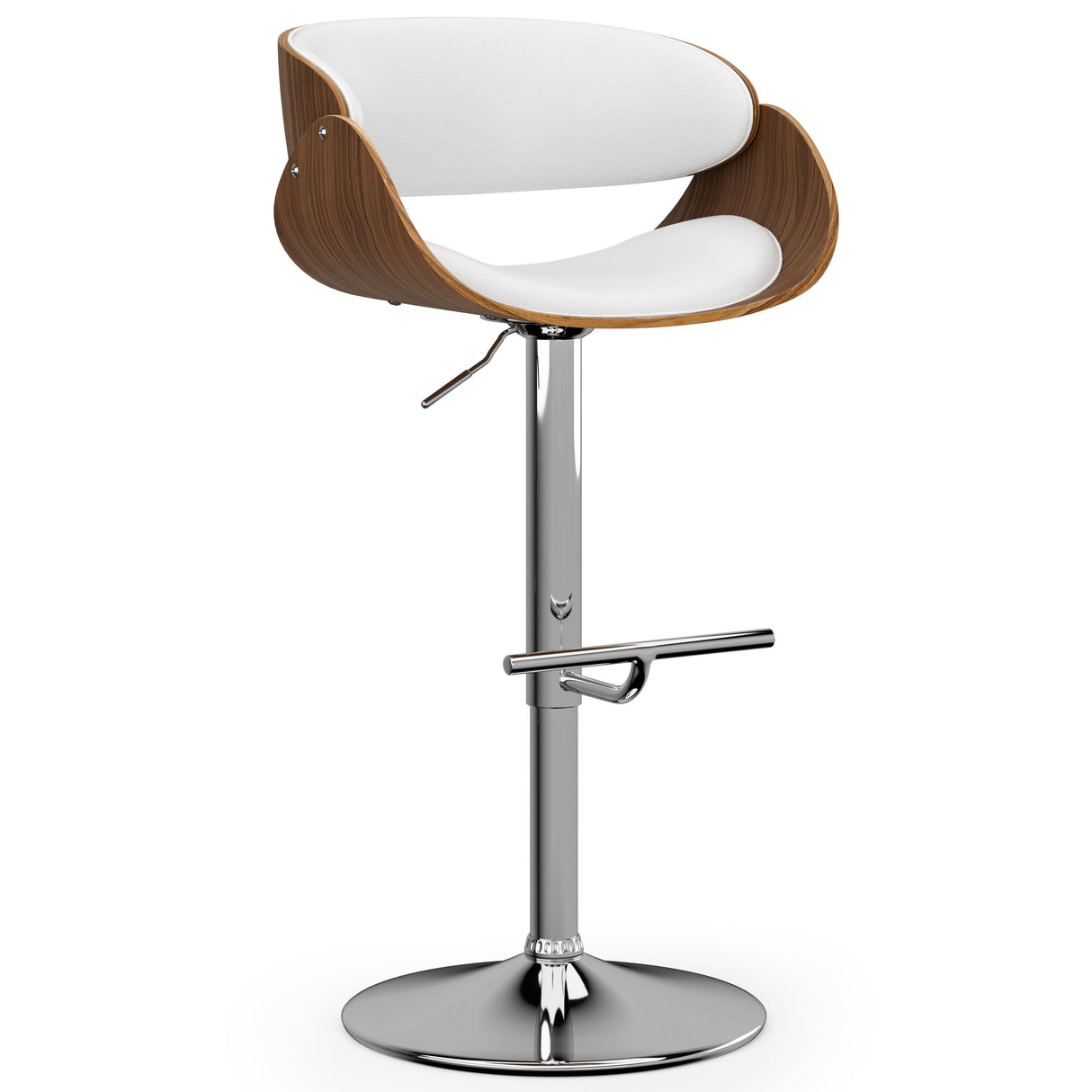 Amery - Mid Century Modern Adjustable Swivel Bar Stool White by Simpli-Home | Bel Furniture