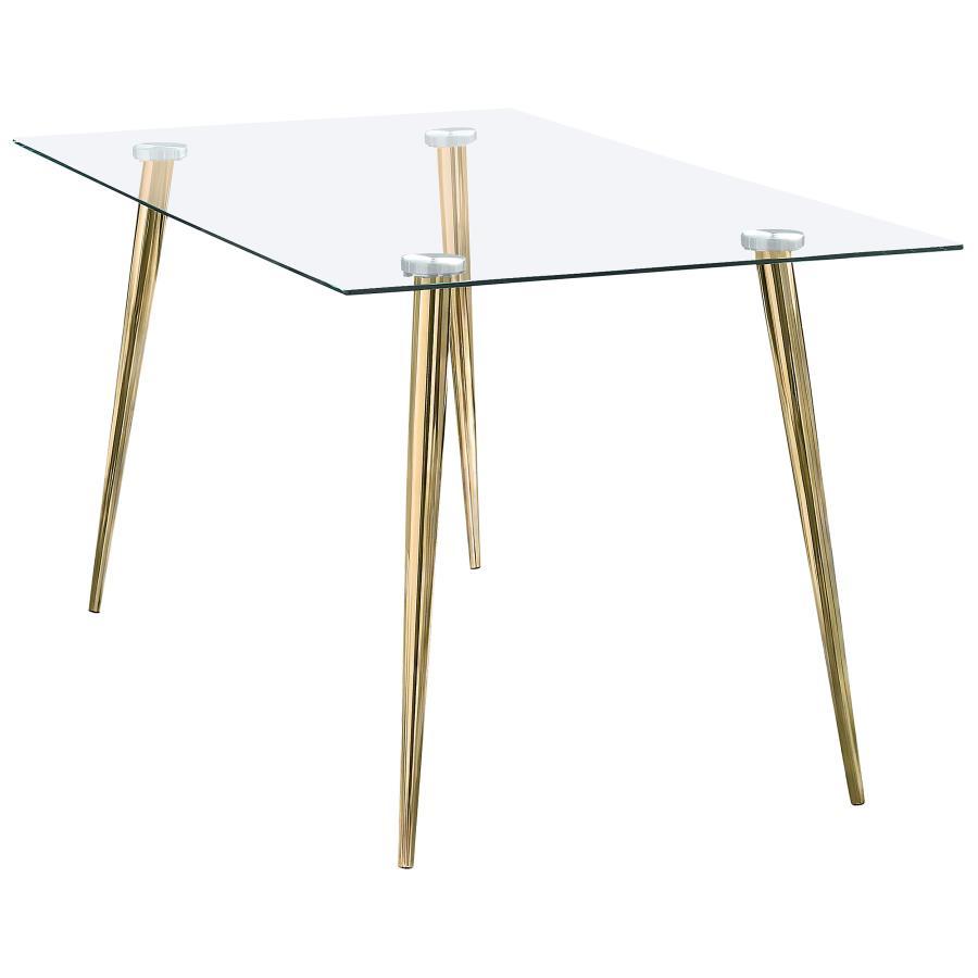 Gilman - Rectangular 64-inch Glass Top Dining Table by CoasterEssence | Bel Furniture