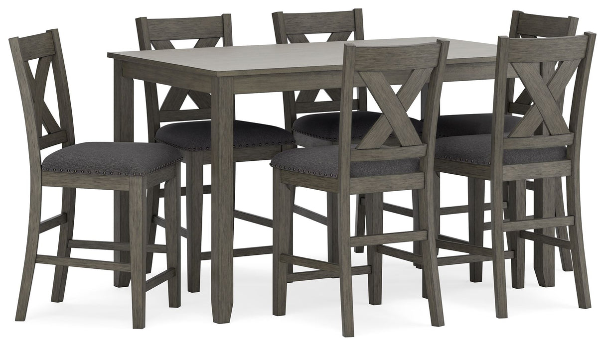 Caitbrook - Gray - Rect Drm Counter Table Set (Set of 7) by Signature Design by Ashley® | Bel Furniture