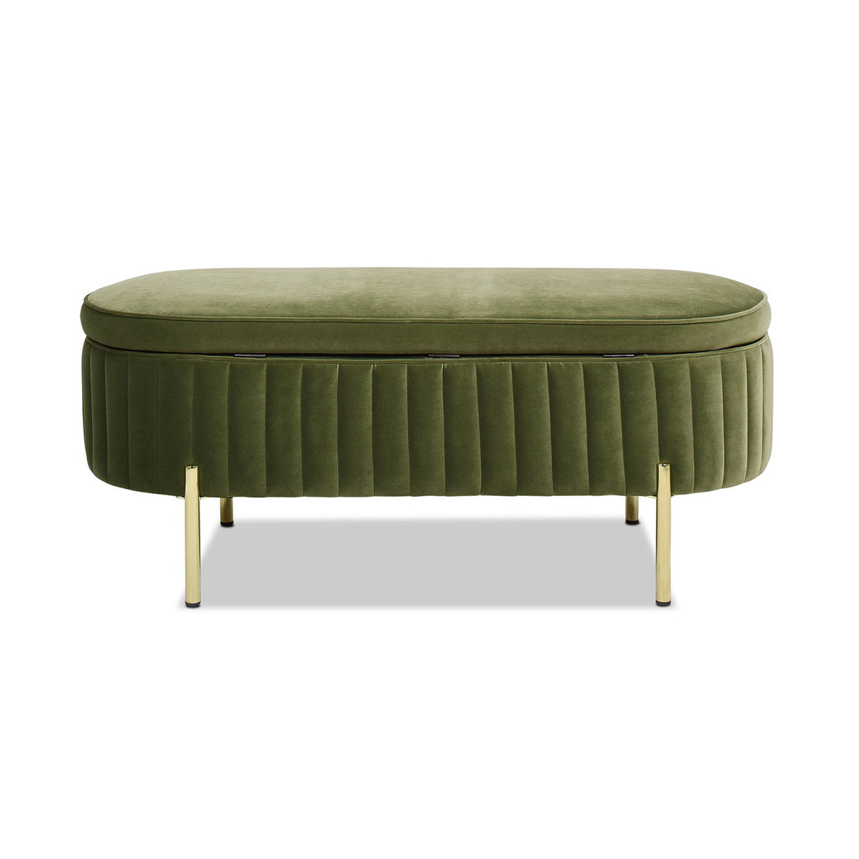 Chloe - Modern Glam Storage Bench - Olive Green by Jennifer Taylor Home | Bel Furniture