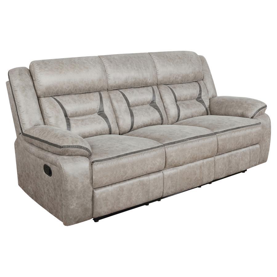 Greer - Upholstered Motion Reclining Sofa by CoasterEveryday | Bel Furniture