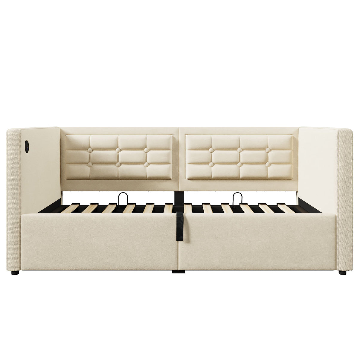Upholstered Hydraulic Storage Daybed With USB & Type C Charging