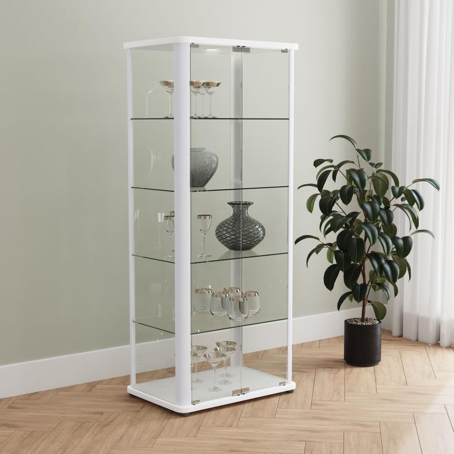 Aero - 5-Shelf Display Curio Cabinet With Led Lighting by Coaster Fine Furniture | Bel Furniture