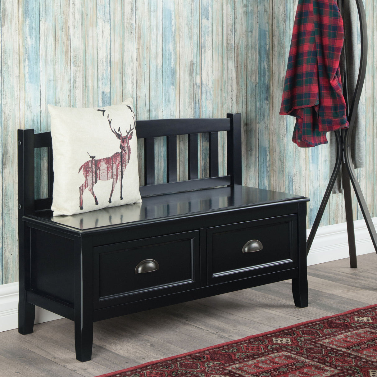Burlington - Entryway Storage Bench With Drawers by Simpli-Home | Bel Furniture