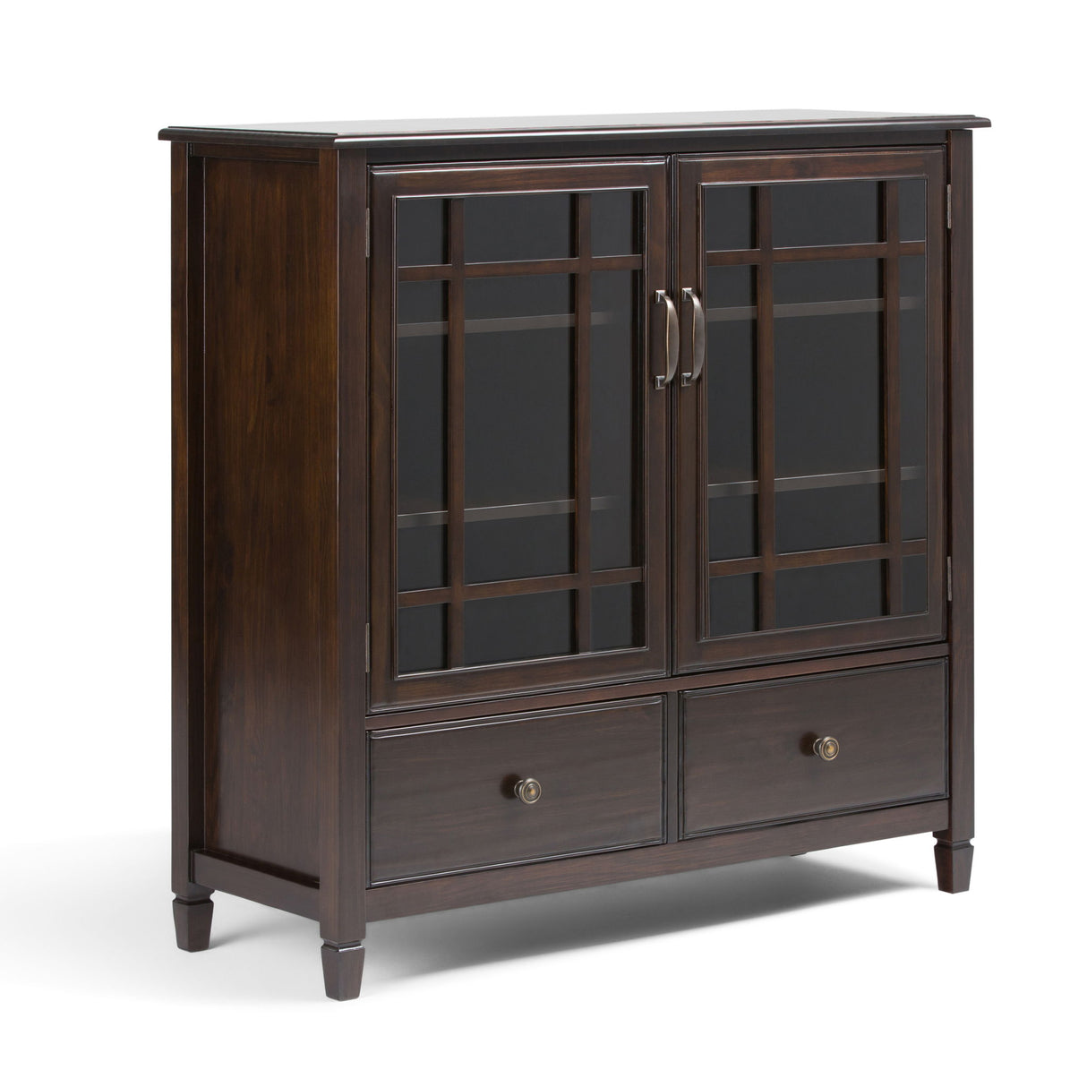 Connaught - Tall Storage Cabinet - Dark Chestnut Brown by Simpli-Home | Bel Furniture