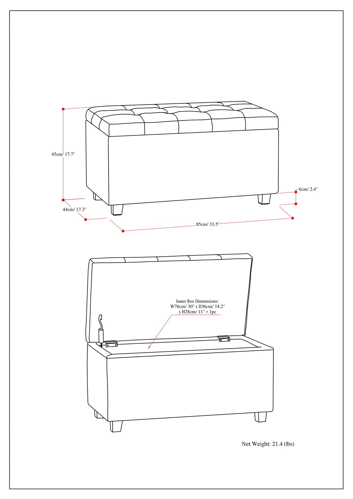 Cosmopolitan - Storage Ottoman - Midnight Black by Simpli-Home | Bel Furniture