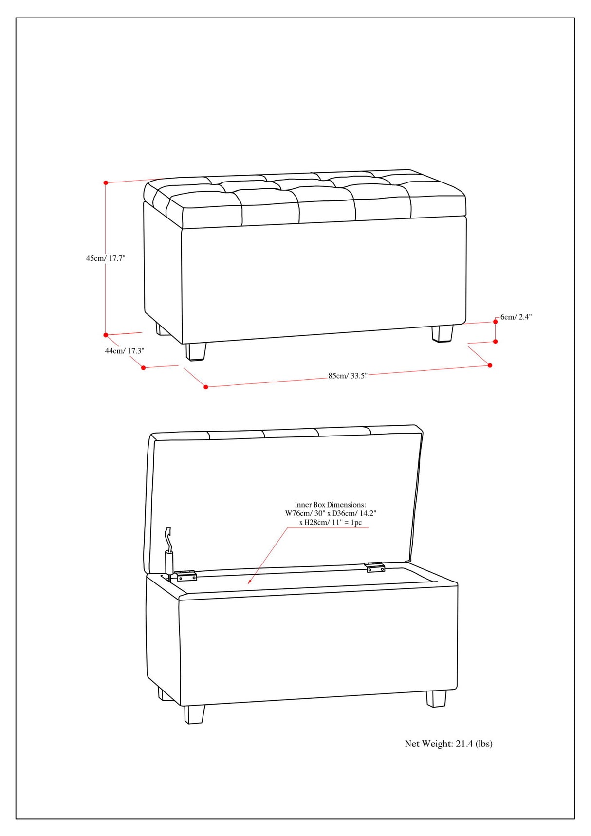Cosmopolitan - Upholstered Storage Ottoman