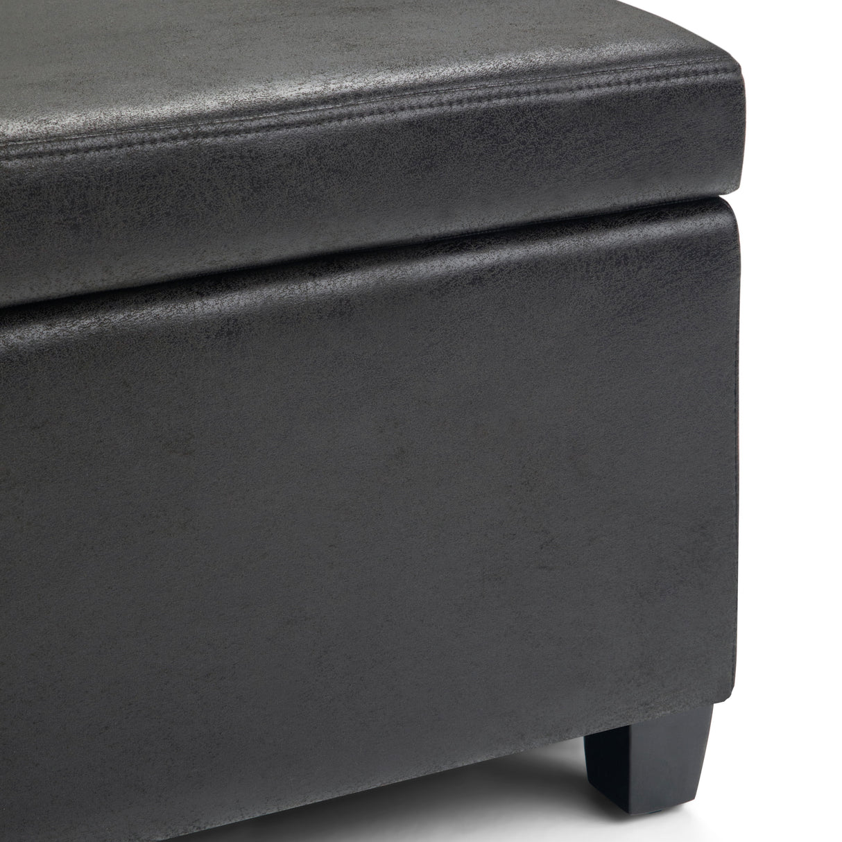 Avalon - Storage Ottoman Bench - Distressed Black by Simpli-Home | Bel Furniture