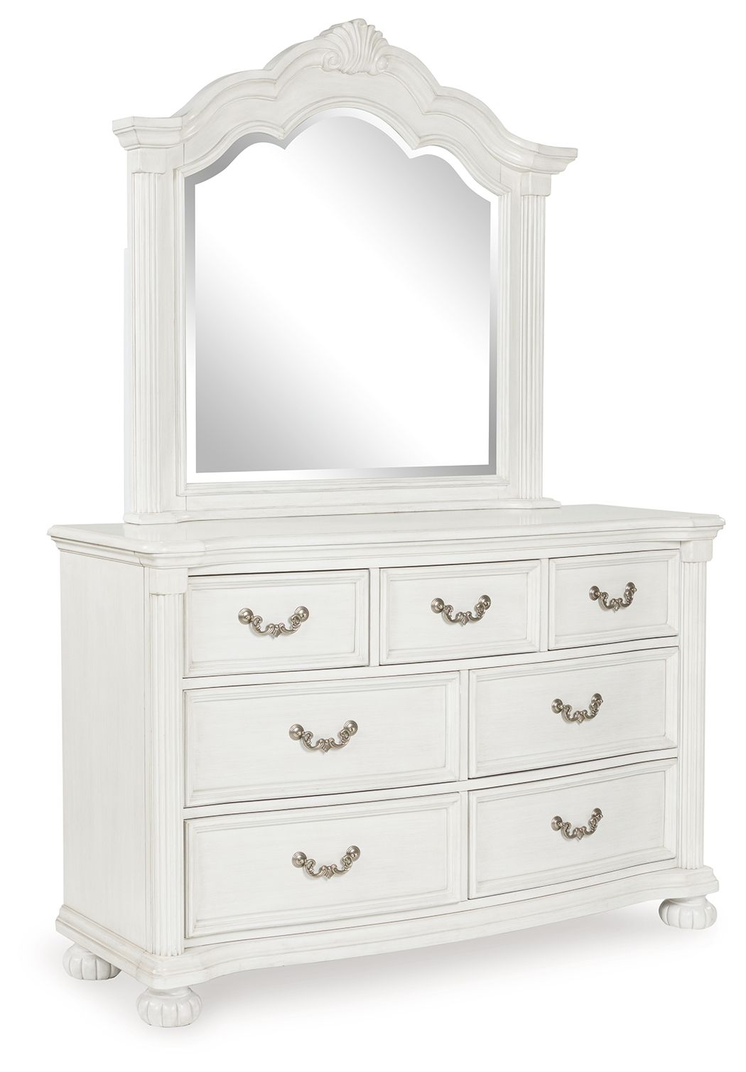 Montelaine - Antique White - Dresser And Mirror by Benchcraft® | Bel Furniture