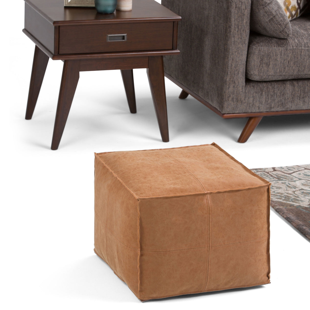 Brody - Versatile Square Pouf by Simpli-Home | Bel Furniture