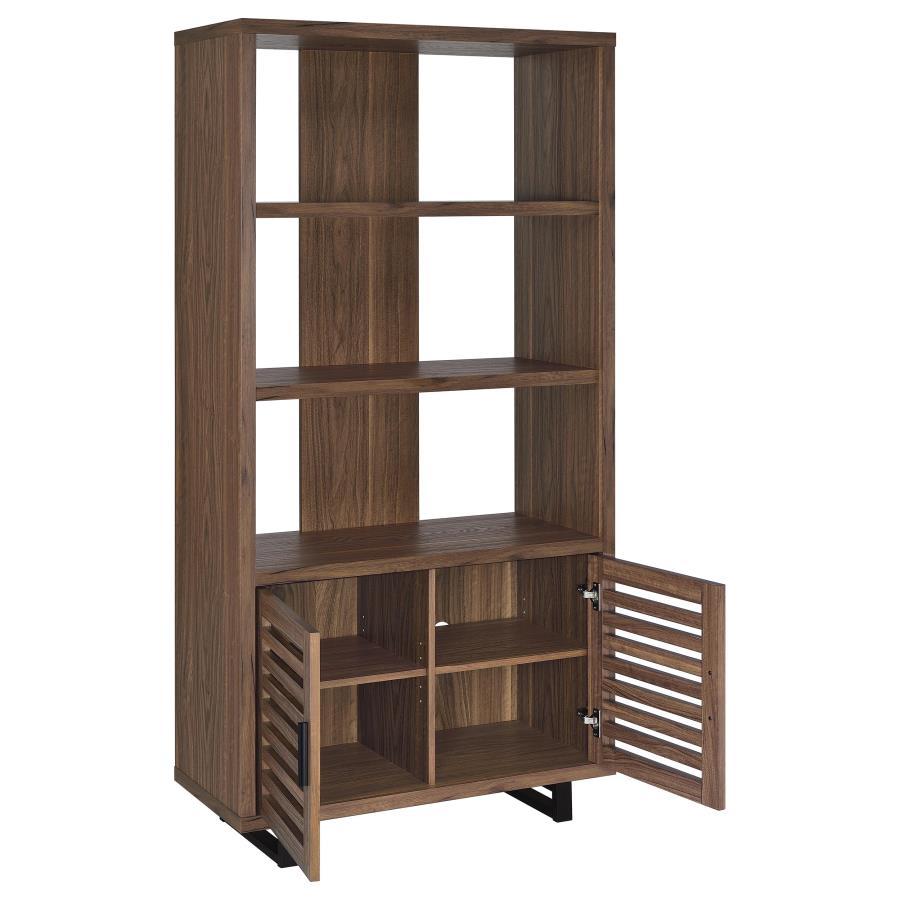 Maddox - 3-Shelf Cabinet Bookcase - Walnut by CoasterEveryday | Bel Furniture