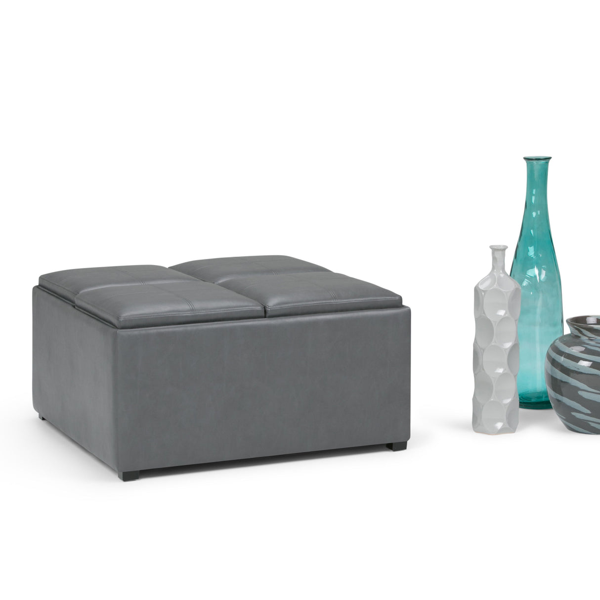 Avalon - Square Coffee Table, Storage Ottoman by Simpli-Home | Bel Furniture