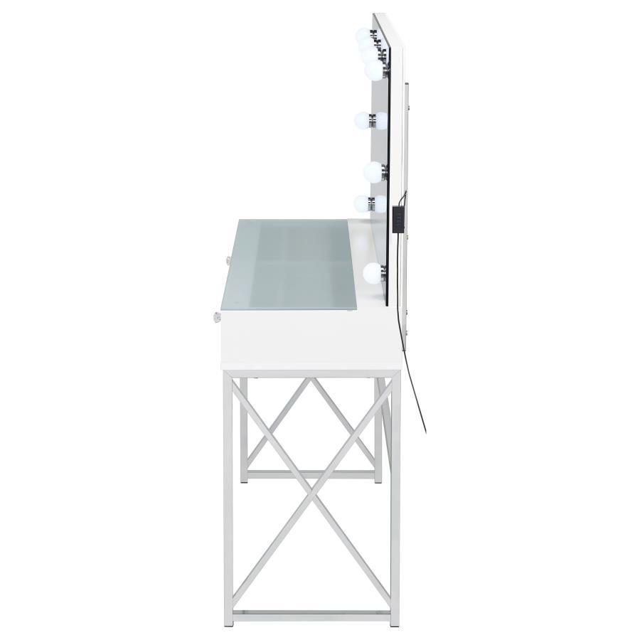 Eliza - Vanity Set With Lighting & Stool - White And Chrome by Coaster Fine Furniture | Bel Furniture