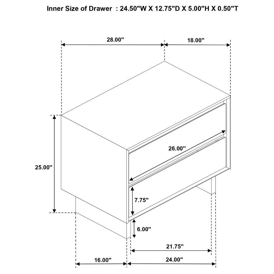 Glenwood - 2-Drawer Nightstand Bedside Table - Warm Brown by Coaster Fine Furniture | Bel Furniture
