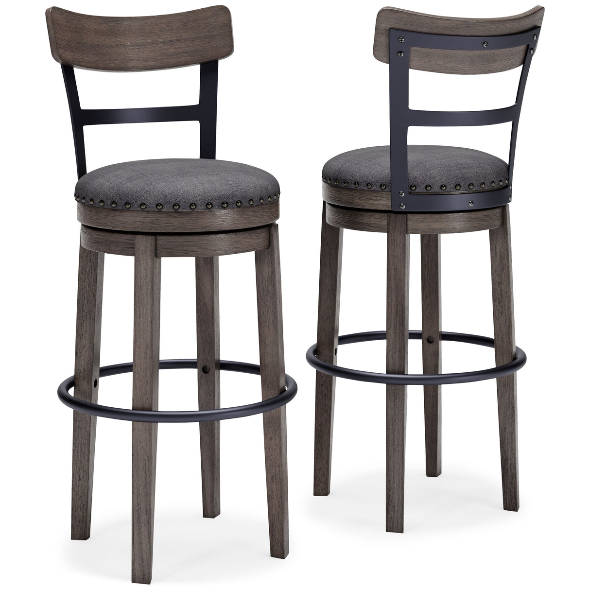 Caitbrook - Gray - Tall UPH Swivel Barstool by Signature Design by Ashley® | Bel Furniture