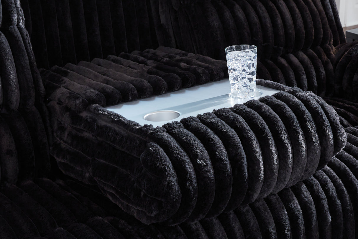 Rhine Falls - Onyx - Reclining Power Sofa With Drop Down Table by Signature Design by Ashley® | Bel Furniture