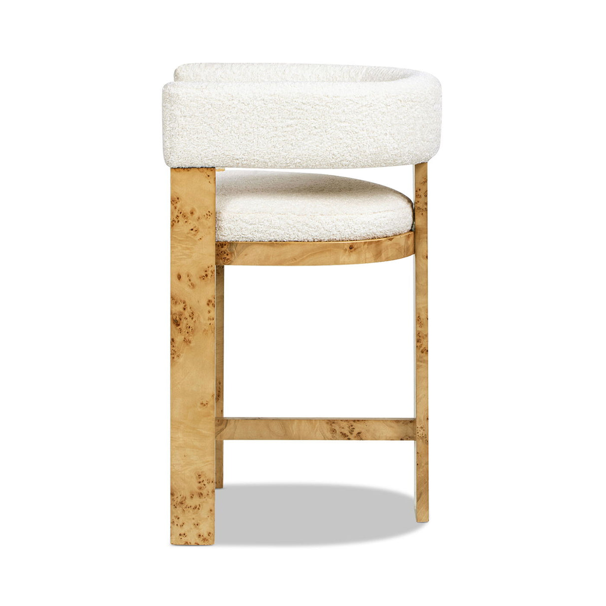 Vavona - Burl Upholstered Barrel Back Counter Height Bar Stool - Polar Off White by Jennifer Taylor Home | Bel Furniture