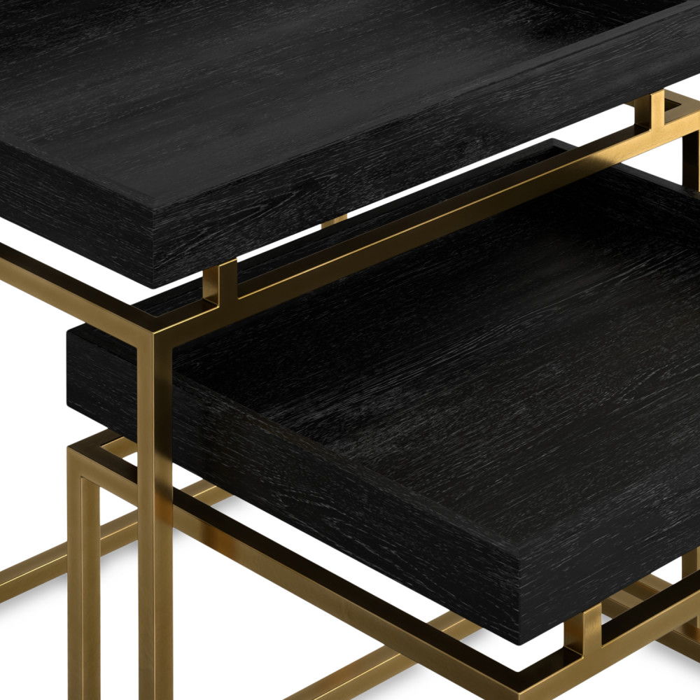 Macy - 2 Pieces Nesting Table - Black / Gold by Simpli-Home | Bel Furniture