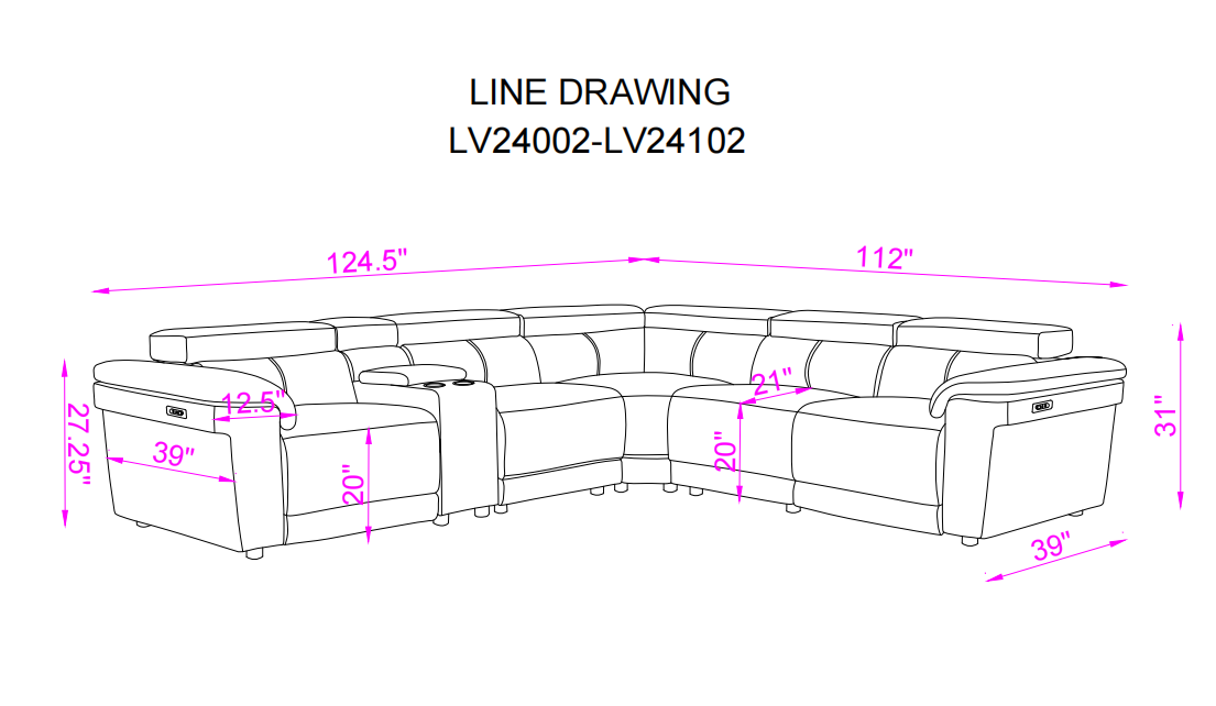 6 Piece Power Reclining Sectional by Sara Collections | Bel Furniture