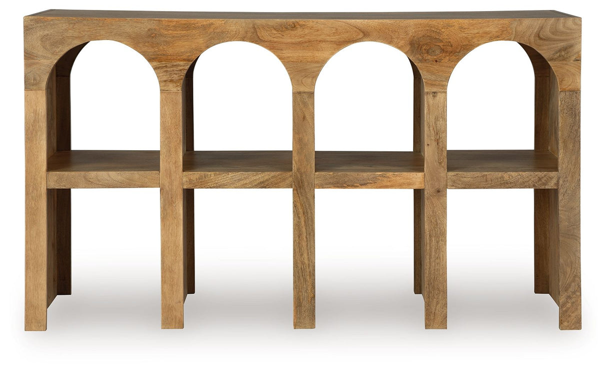 Luzmanacy - Natural Brown - Console Sofa Table by Signature Design by Ashley® | Bel Furniture