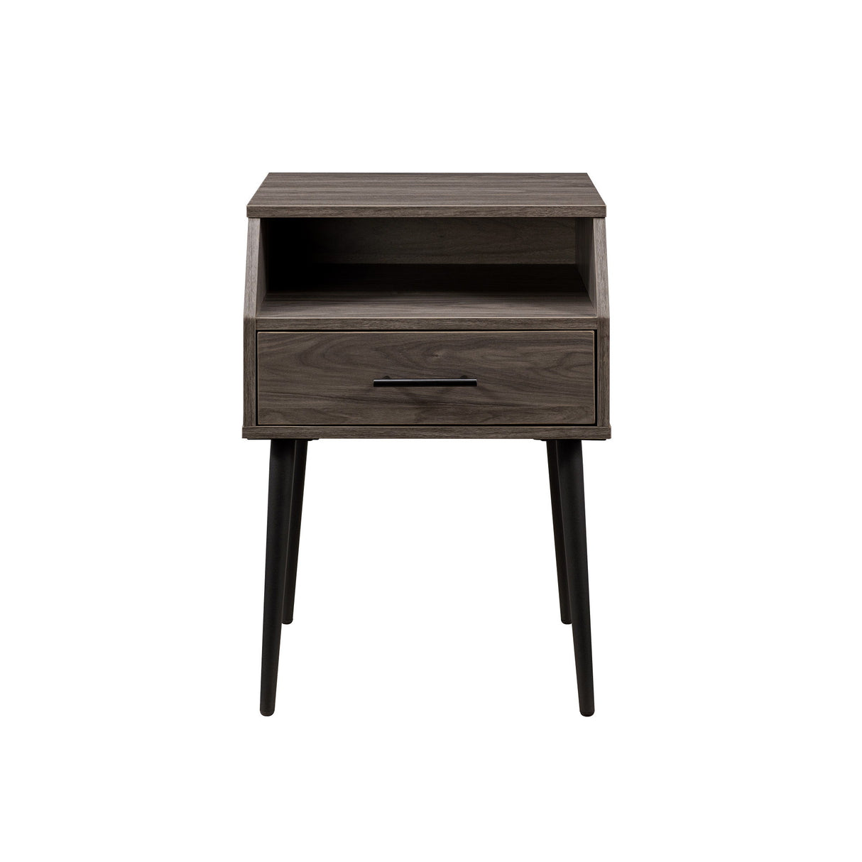 Contemporary Angled Nightstand - Slate Gray by Walker Edison | Bel Furniture