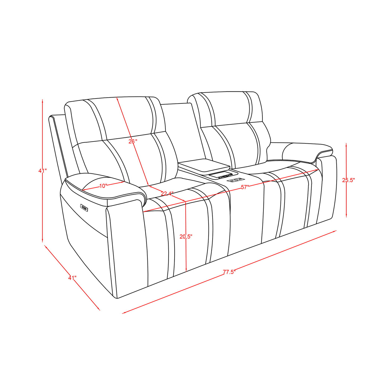 Gary - Power Reclining Loveseat With Cooler In Center Console - Black
