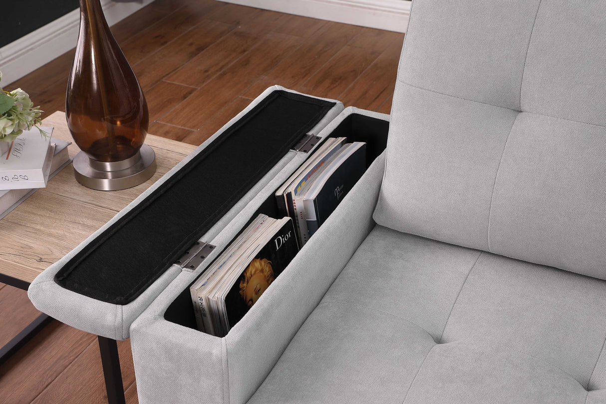 Ashlyn II - 84"W Woven Fabric Reversible Sleeper Sectional Sofa with Storage Chaise by Lilola Home | Bel Furniture