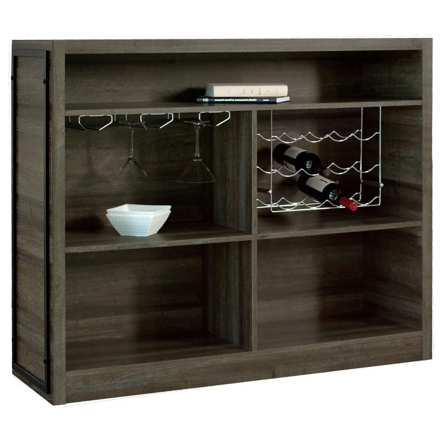 Joe - 5-Shelf Composite Wood Home Bar Wine Cabinet - Aged Oak by CoasterEveryday | Bel Furniture