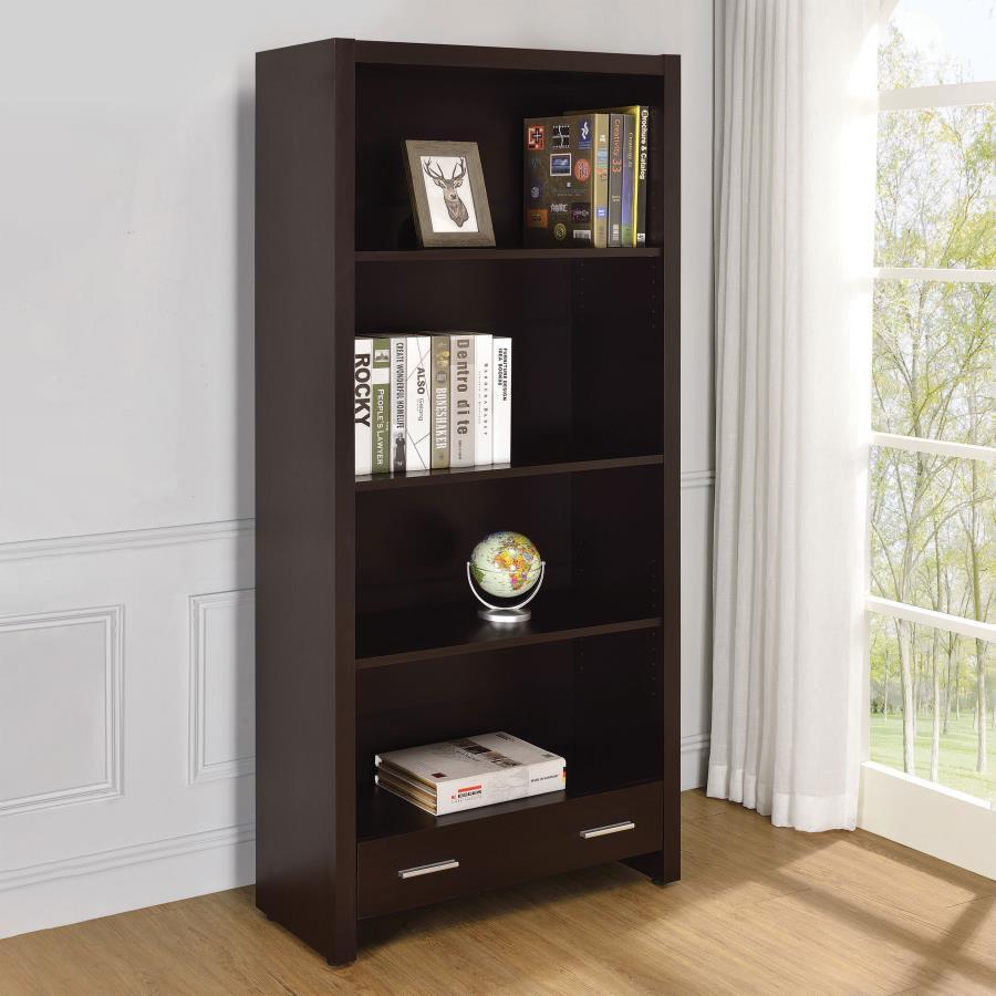 Skylar - 5-Shelf Bookcase With Drawer - Cappuccino by CoasterEveryday | Bel Furniture