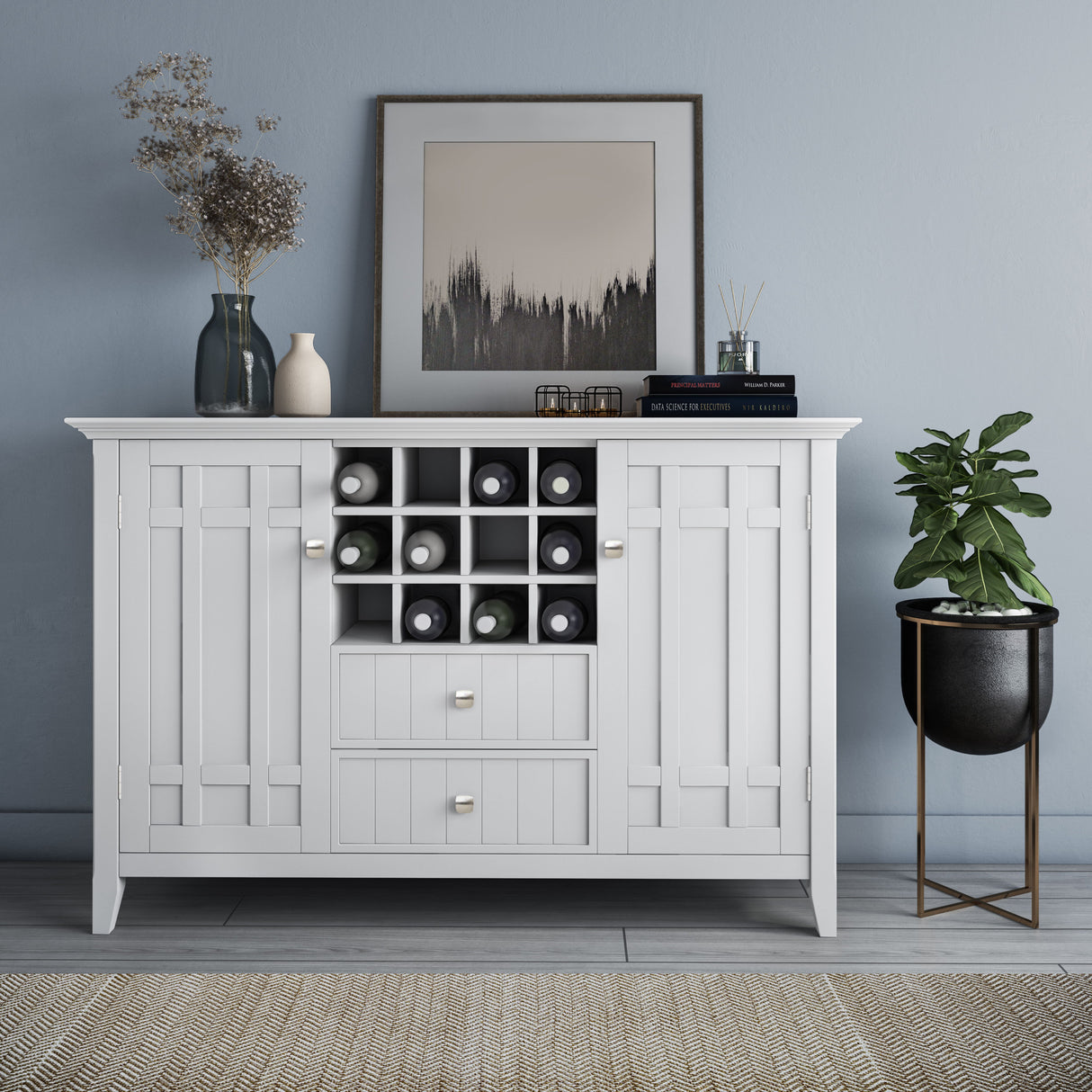 Bedford - Sideboard Buffet And Wine Rack by Simpli-Home | Bel Furniture
