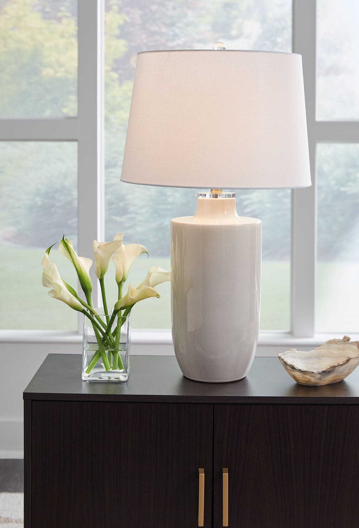 Cylener - Off White - Ceramic Table Lamp by Ashley Furniture | Bel Furniture