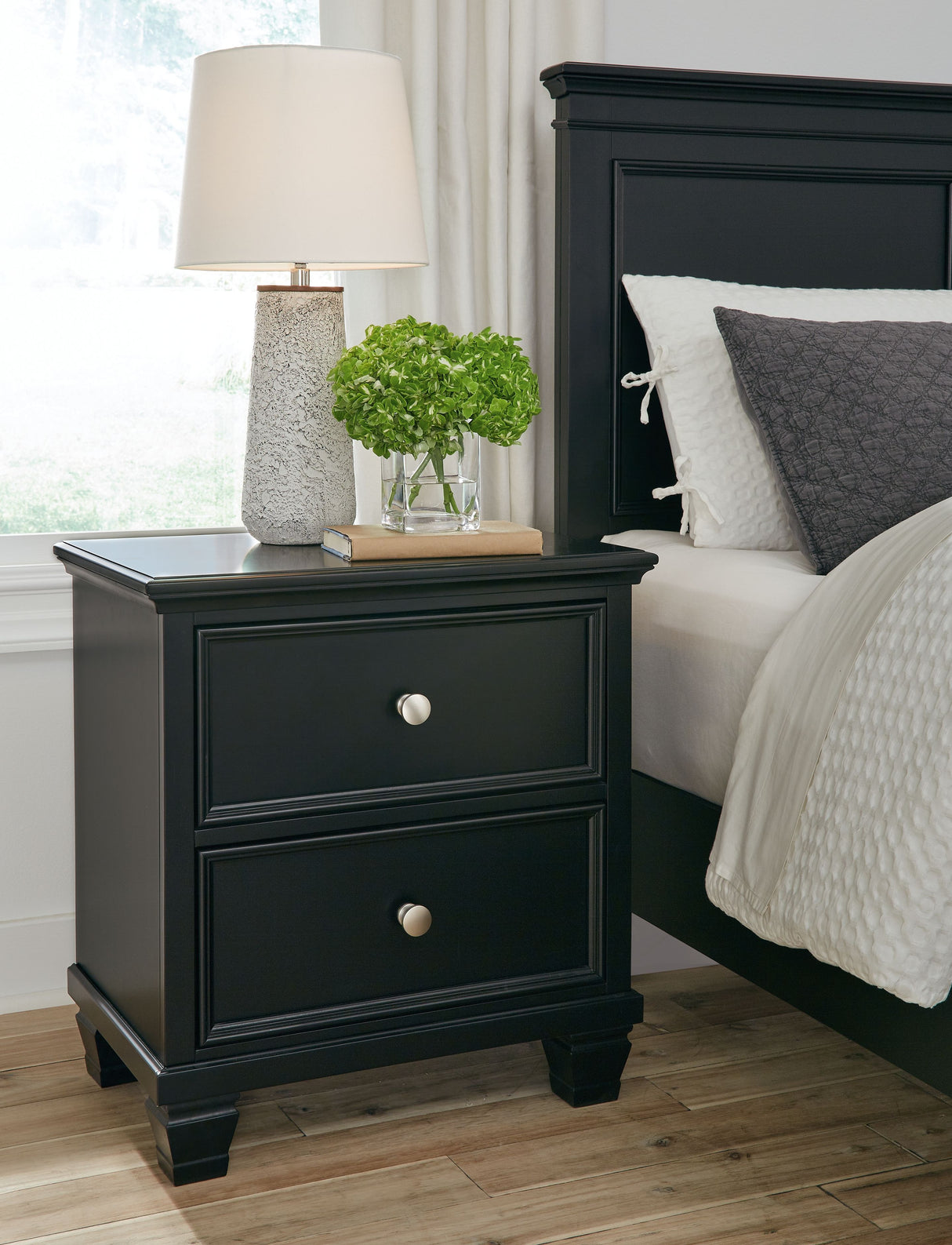 Lanolee - Black - Two Drawer Nightstand by Signature Design by Ashley® | Bel Furniture