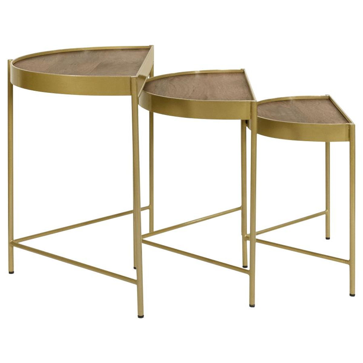 Tristen - 3 Piece Demilune Nesting Table - Brown And Gold by Coaster Fine Furniture | Bel Furniture