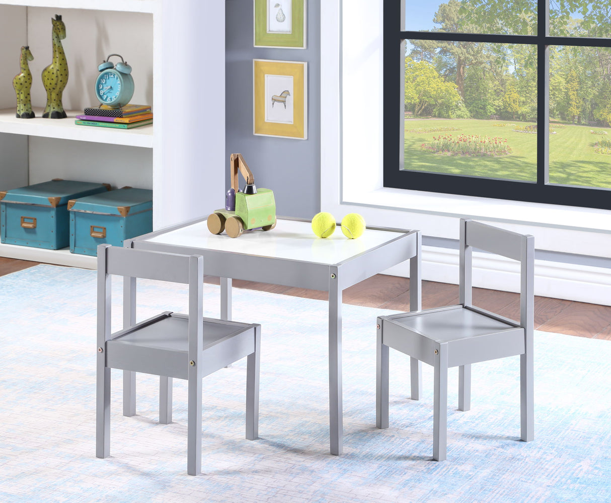 Gibson - 3-Piece Dry Erase Kids Table & Two Chair Set Pearl Silver by Simple Living | Bel Furniture