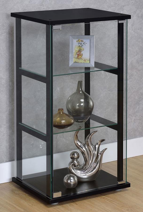 Cyclamen - 3-Shelf Clear Glass Curio Display Cabinet - Black by CoasterEveryday | Bel Furniture