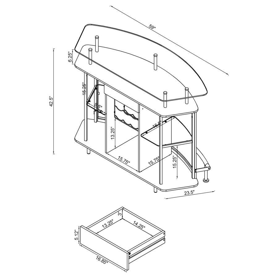 Gideon - Curved Glass Top Home Cabinet by CoasterEssence | Bel Furniture