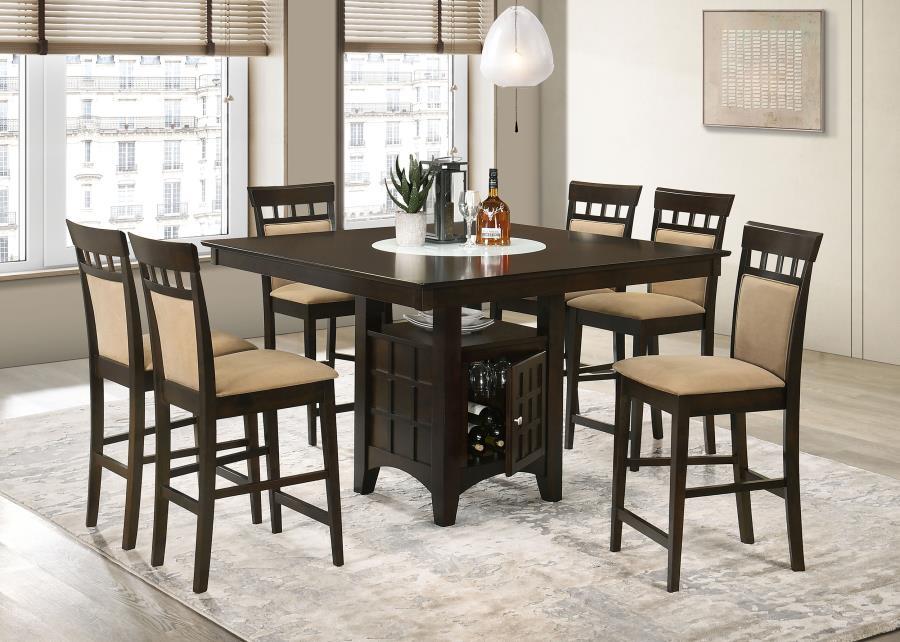 Gabriel - Square Counter Height Dining Set Dark Brown 7 Pc. Table, 6 Chairs by Coaster Fine Furniture | Bel Furniture